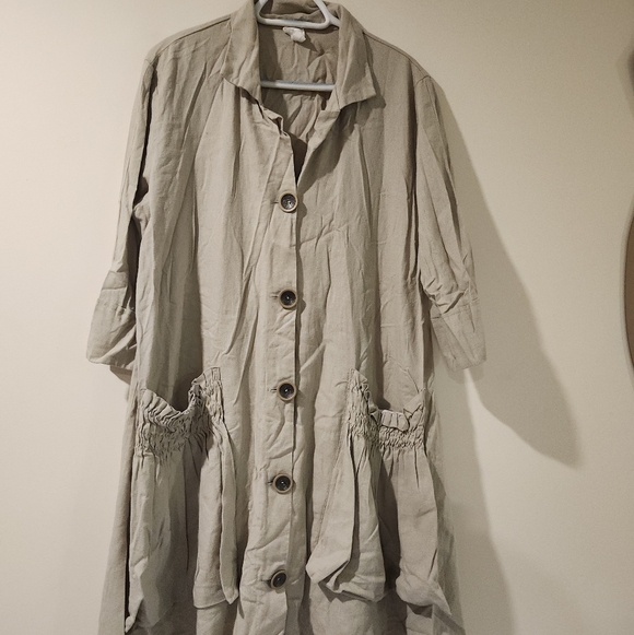 For Cynthia Jackets & Blazers - Women's Beige Button-Up Coat